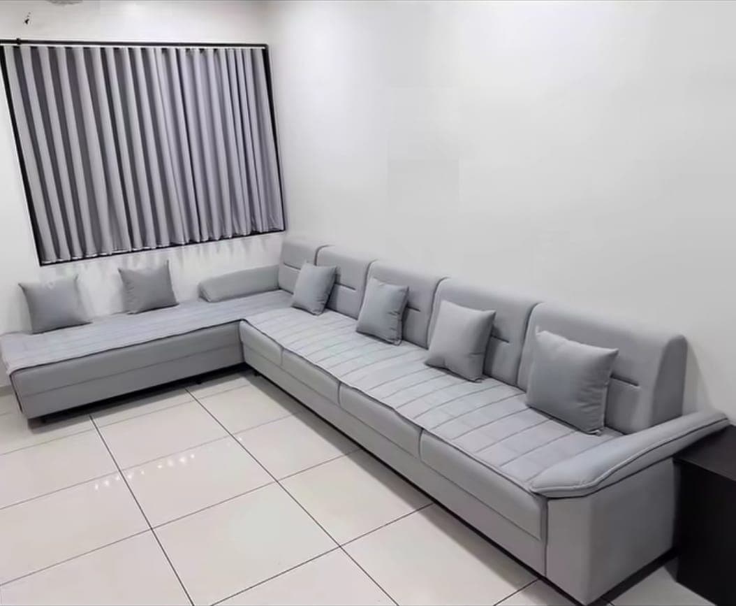 Long light grey L-shape sofa